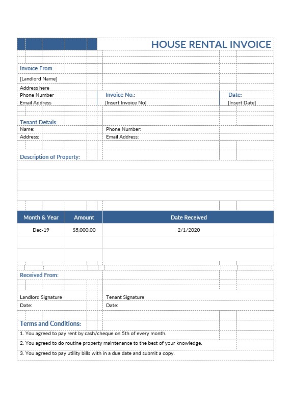 House Rental Invoice Template PSD template